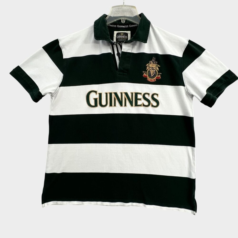 Vintage Guinness Rugby Polo Shirt Mens XL Green Embroidered Crest Beer Ireland